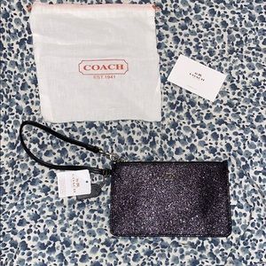 Coach black sparkly wristlet